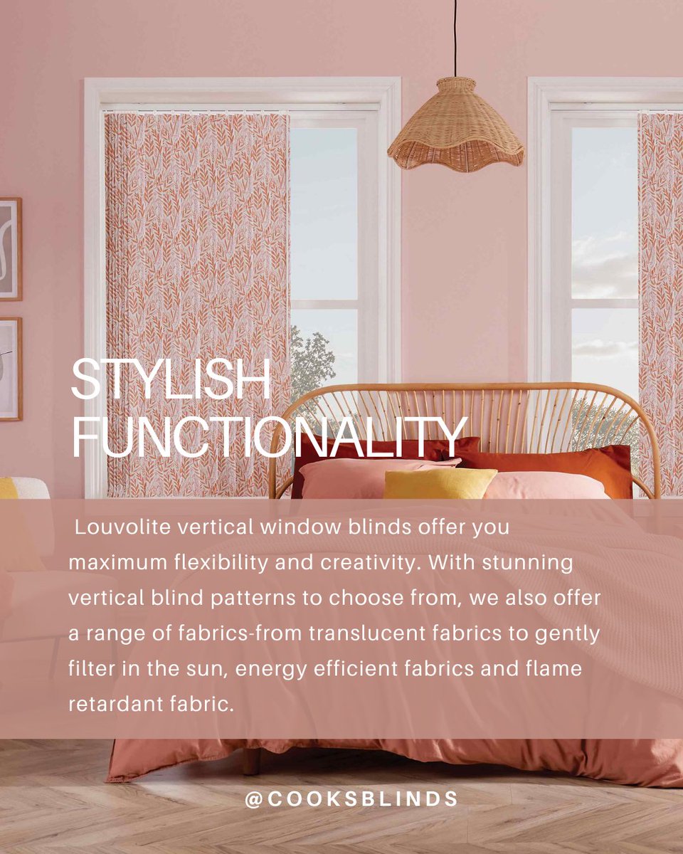 CooksBlinds's tweet image. Are you looking for a window solution that combines privacy, light control, and modern design? Our Louvolite vertical blinds have got you covered!  
Call us on 010603 410304 to find out more!
#CooksBlinds #VerticalBlinds #LightControl #PrivacyAndStyle #HomeInspo #WindowBlinds