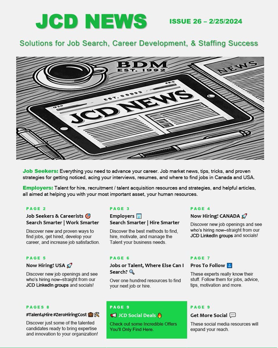 jobsfrombdm's tweet image. 🔝 Pros to Follow—Level up your career by following the top industry experts featured on page 7 in JCD News Issue 26 for job tips, networking advice, motivation, and more! 📖 buff.ly/4afCQ06

#CareerAdvice #Networking #IndustryExperts #CareerGrowth #JobSearchTips