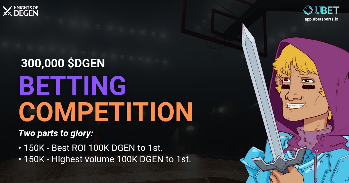 🏆 EPIC 300K $DGEN BETTING SHOWDOWN
Where legends are forged and fortunes are claimed!

Two Paths to Glory:  
150K $DGEN - Sharpest Trader (Best ROI)
100K $DGEN to the genius who masters the art of profit.  

150K $DGEN - Boldest Bettor (Highest Volume)
100K $DGEN to the titan