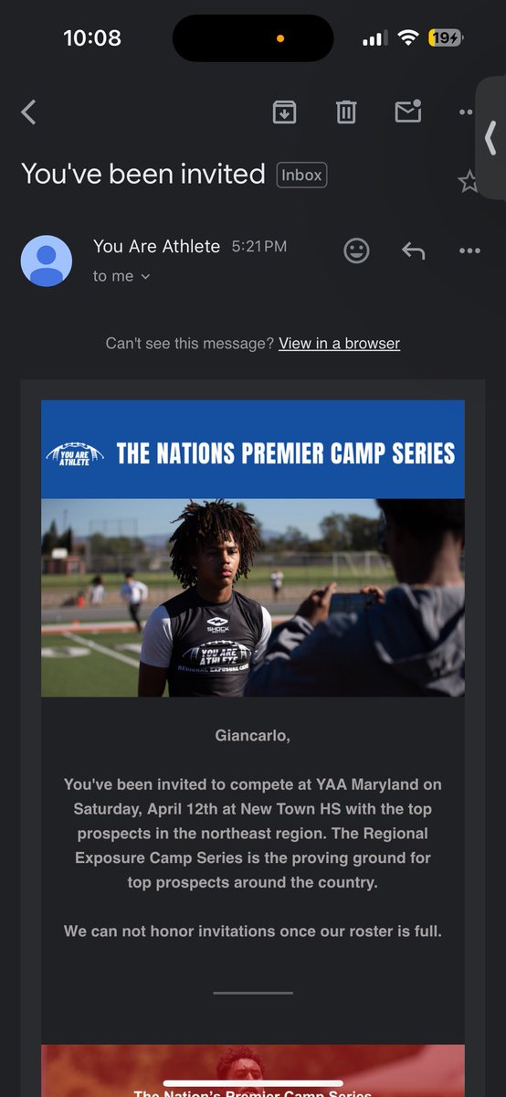 Giancarlo Anastasia (@giancarlo_anas) on Twitter photo I would like to thank <a href="/youareathlete/">You Are Athlete</a> and <a href="/ShockDoctor/">Shock Doctor</a> for inviting me to their exposure camp in Maryland next month. I am extremely honored for this opportunity <a href="/trainprolific/">Prolific Performance</a> <a href="/PrepRedzoneNJ/">Prep Redzone New Jersey</a> <a href="/On3sports/">On3</a> <a href="/Jacaricarterr/">Jacari Carter</a> I would like to thank <a href="/youareathlete/">You Are Athlete</a> and <a href="/ShockDoctor/">Shock Doctor</a> for inviting me to their exposure camp in Maryland next month. I am extremely honored for this opportunity <a href="/trainprolific/">Prolific Performance</a> <a href="/PrepRedzoneNJ/">Prep Redzone New Jersey</a> <a href="/On3sports/">On3</a> <a href="/Jacaricarterr/">Jacari Carter</a>