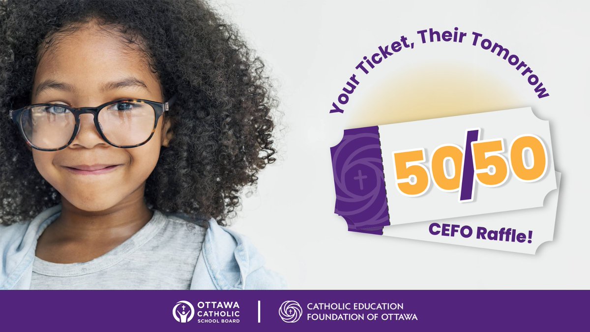 Ottawa Catholic School Board (@ottcatholicsb) on Twitter photo Support #OCSB students in need by purchasing a <a href="/CEFOttawa/">Catholic Education Foundation of Ottawa</a> 50/50 raffle ticket! Every ticket helps a child facing financial hardship—plus, you could win big! 💜
🔗Learn more and get your ticket before March 28: ocsb.ca/2025/03/03/you… Support #OCSB students in need by purchasing a <a href="/CEFOttawa/">Catholic Education Foundation of Ottawa</a> 50/50 raffle ticket! Every ticket helps a child facing financial hardship—plus, you could win big! 💜
🔗Learn more and get your ticket before March 28: ocsb.ca/2025/03/03/you…