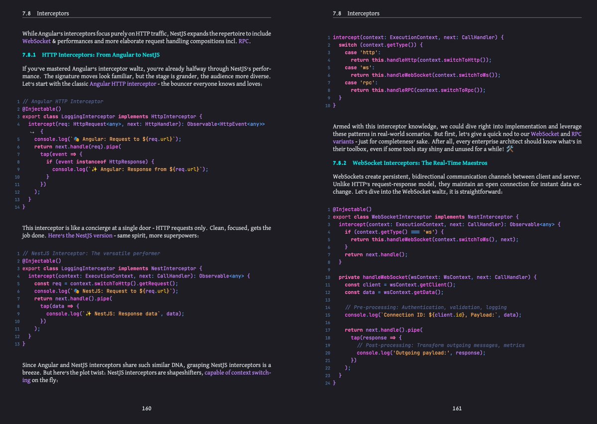 nxpatterns's tweet image. 🧵Thread 🧵 NestJS for Angular Experts (Update)
🌟 Behind the scenes
🎁 HTTP Interceptors: From Angular to NestJS
#angular #nestjs #nest #nx #nxpatterns #nestframework