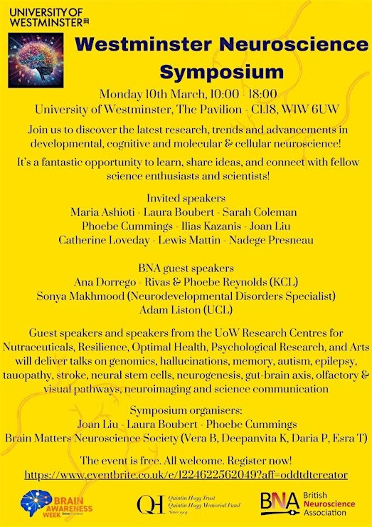Phoebe Reynolds (@pheereynolds) on Twitter photo The <a href="/UniWestminster/">University of Westminster</a> have organised a symposium next Monday 10th to celebrate Brain Awareness Week 🧠
I’m on the (very cool) list of speakers with a 2-in-1 talk on sci comm AND my PhD work (as viva prep!) 👩🔬⭐️ The <a href="/UniWestminster/">University of Westminster</a> have organised a symposium next Monday 10th to celebrate Brain Awareness Week 🧠
I’m on the (very cool) list of speakers with a 2-in-1 talk on sci comm AND my PhD work (as viva prep!) 👩🔬⭐️