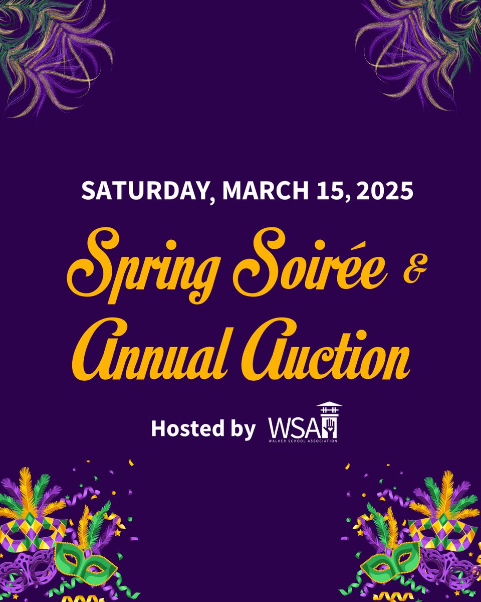 The Spring Soirée and Annual Auction is just around the corner on Saturday, March 15! Only 25 tickets are left before the event sells out, so grab your tickets before this Friday, March 7. thewalkerschool.org/spring-soiree-…