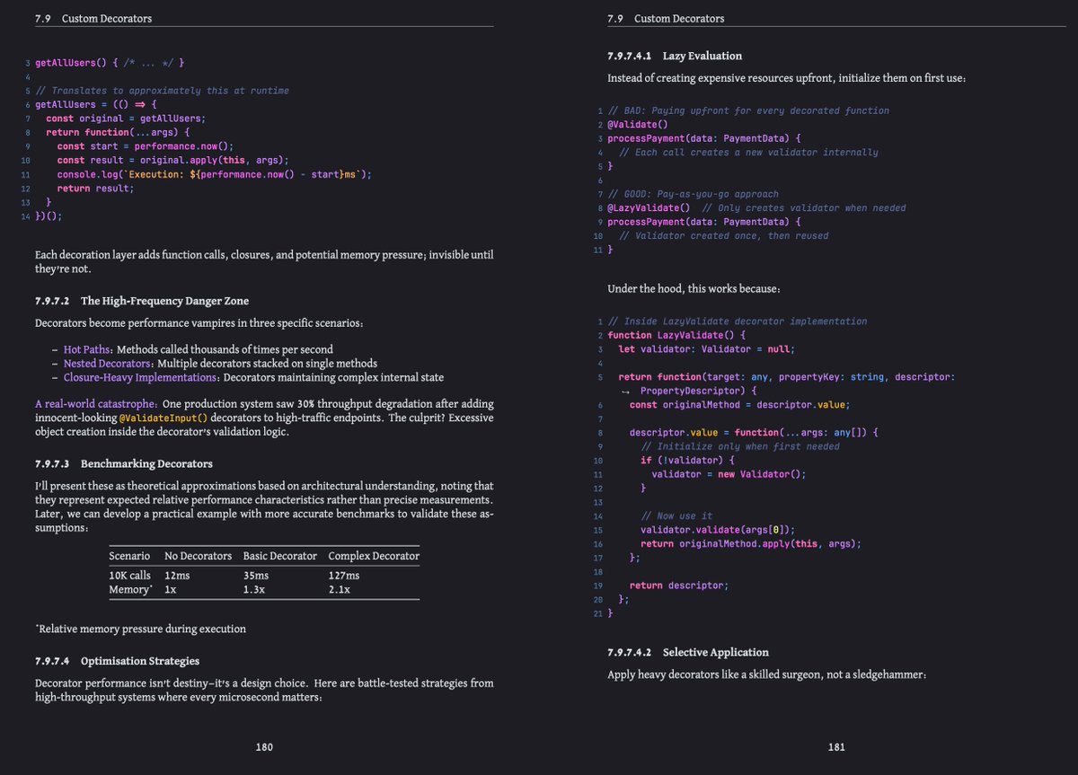 nxpatterns's tweet image. 🧵Thread 🧵 NestJS for Angular Experts (Update)
🌟 Behind the scenes: Decorator Performance
🎁 Performance Optimisation Strategies
#angular #nestjs #nest #nx #nxpatterns #nestframework