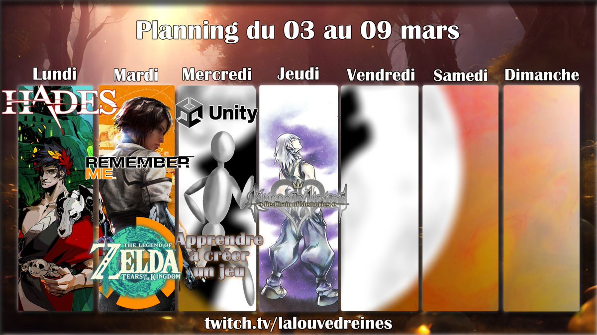 LaLouveDReineS's tweet image. Voici le programme de la semaine !
twitch.tv/lalouvedreines