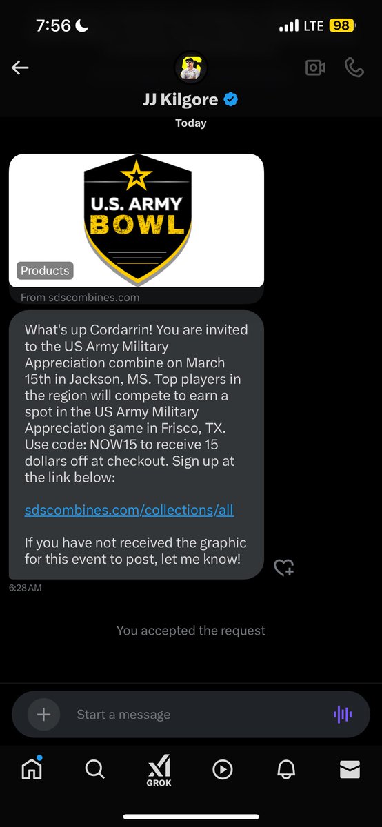 Blessed to receive a camp invite to the U.S Army Bowl #AGTG 🙏🏽
<a href="/JJKilgore_SDS/">JJ Kilgore</a> 
<a href="/Coachstrib/">Kiery Stribling</a> 
<a href="/One11Recruiting/">One11 Recruiting</a> 
<a href="/Scout_DavidF/">College Scout</a>
