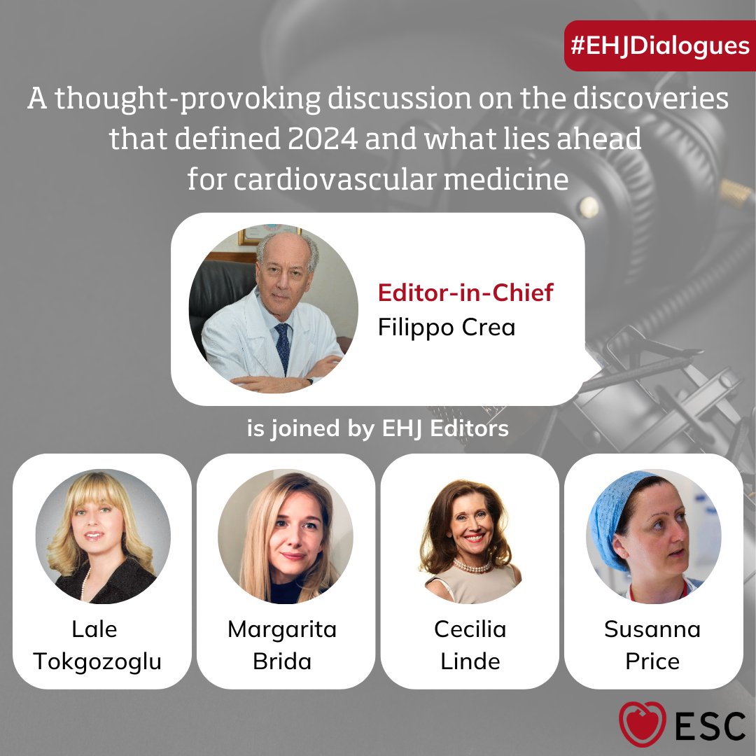 European Society of Cardiology (@escardio) on Twitter photo #EHJDialogues: Find out what were last year's most impactful advancements in CV medicine, as highlighted by the top #EHJ papers of 2024.
Editor-in-Chief Filippo Crea is joined by EHJ Editors <a href="/LaleTokgozoglu/">Lale Tokgozoglu</a>, <a href="/MargaritaBrida/">Margarita Brida</a>, <a href="/LindeCecilia/">Cecilia Linde</a>, and <a href="/PrSusannaPrice1/">Pr.Susanna Price</a> to reflect on key #EHJDialogues: Find out what were last year's most impactful advancements in CV medicine, as highlighted by the top #EHJ papers of 2024.
Editor-in-Chief Filippo Crea is joined by EHJ Editors <a href="/LaleTokgozoglu/">Lale Tokgozoglu</a>, <a href="/MargaritaBrida/">Margarita Brida</a>, <a href="/LindeCecilia/">Cecilia Linde</a>, and <a href="/PrSusannaPrice1/">Pr.Susanna Price</a> to reflect on key