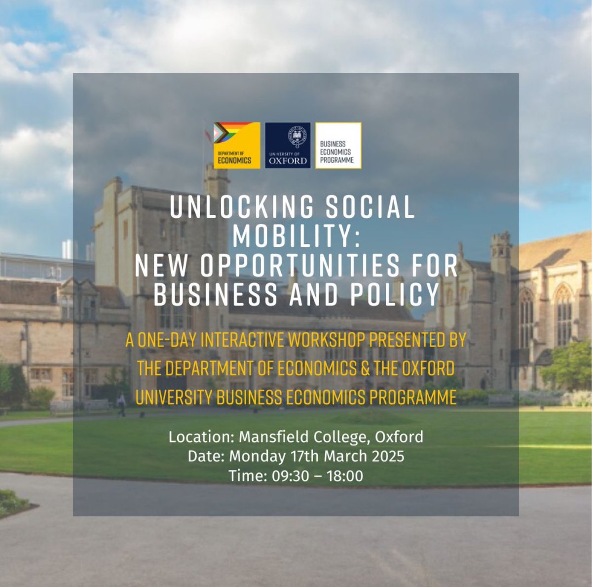 The venue for our 2025 Diversity Workshop, <a href="/MansfieldOxford/">Mansfield College, University of Oxford</a> has made significant advances in #SocialMobility, helping increase Oxford’s average offers to state-sector pupils to 67% &amp; up to 96% at Mansfield itself.

Join us on 17 March to find out how: bit.ly/3Zg2qOT