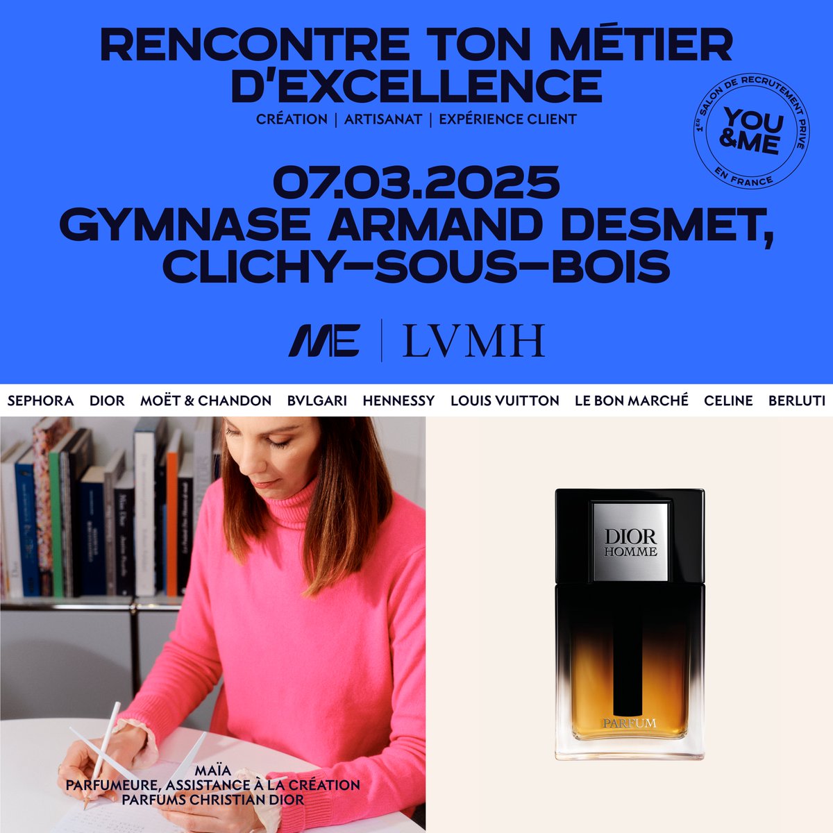 Montfermeil_off's tweet photo. Rencontre ton Métier d’Excellence sur le salon You &amp; ME !

Rendez-vous le 7 mars 2025 au Gymnase Armand Desmet - Clichy-sous-bois

Pour s’inscrire :
https://t.co/r3ehVRcGNd
#LVMHTalents #MetiersdExcellence #YourExcellencesOurDifference #youandme #LVMH https://t.co/5lvg1GdVgH
