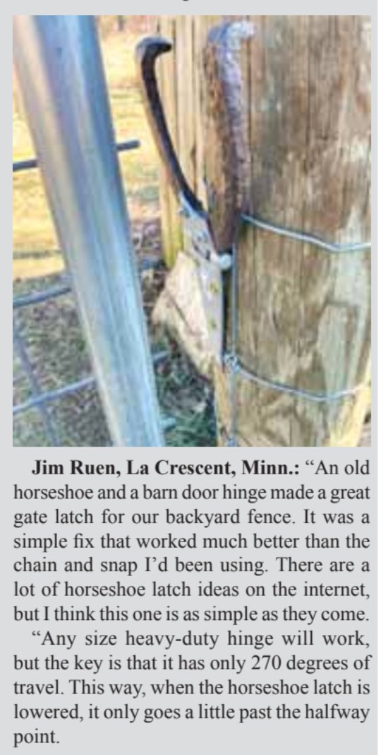 FarmShow's tweet image. #horseshoe #barndoorhinge #gatelatch #shoptip #madeitmyself #moneysavingtips