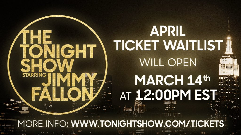 📅The April ticket waitlist will open on Friday, March 14th at 12pm EST! Read more on how to request tickets here: tonightshow.com/tickets