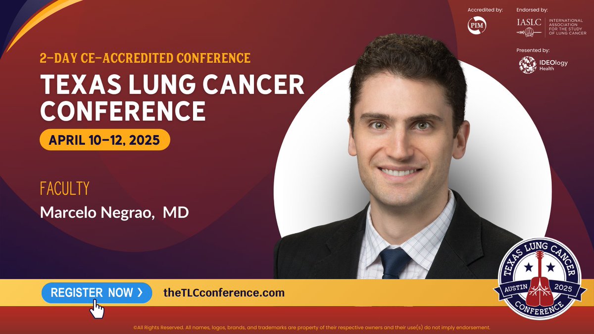 TLC Conference (@tlcconference) on Twitter photo Dr. <a href="/mvnegrao/">Marcelo Negrao</a> takes the stage at #TexasLung25 to explore advanced NSCLC and the evolving role of HER-targeted therapies—ADC vs. TKI. Join us in Austin, April 10-12, for this expert discussion. Learn more about this 2-day #CE-accredited conference: hubs.ly/Q03934jK0 #LCSM Dr. <a href="/mvnegrao/">Marcelo Negrao</a> takes the stage at #TexasLung25 to explore advanced NSCLC and the evolving role of HER-targeted therapies—ADC vs. TKI. Join us in Austin, April 10-12, for this expert discussion. Learn more about this 2-day #CE-accredited conference: hubs.ly/Q03934jK0 #LCSM