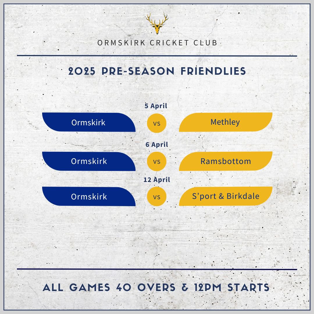 Ormskirk CC (@ormskirk_cc) on Twitter photo 🚨4 weeks until 2025 season begins and cricket returns to Brook Lane 😮💨😍
We begin the summer hosting 3 friendlies against <a href="/MethleyCC/">Methley Cricket Club</a> <a href="/RamsbottomCC/">RamsbottomCC</a> <a href="/SNBCC/">Southport & Birkdale Cricket Club</a> 🏏☀️ 🚨4 weeks until 2025 season begins and cricket returns to Brook Lane 😮💨😍
We begin the summer hosting 3 friendlies against <a href="/MethleyCC/">Methley Cricket Club</a> <a href="/RamsbottomCC/">RamsbottomCC</a> <a href="/SNBCC/">Southport & Birkdale Cricket Club</a> 🏏☀️
