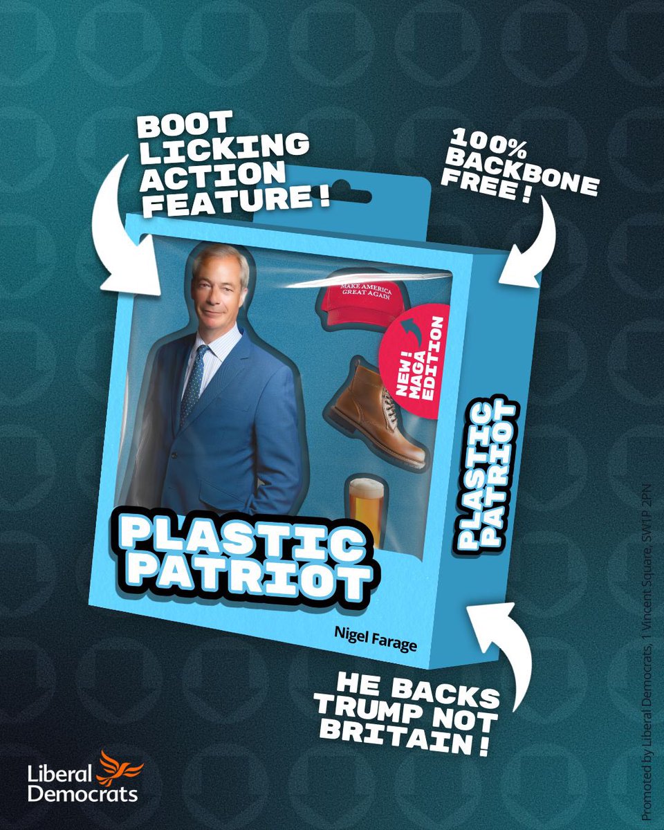 Good to see Lib Dem’s sticking the boot into plastic patriot Farage