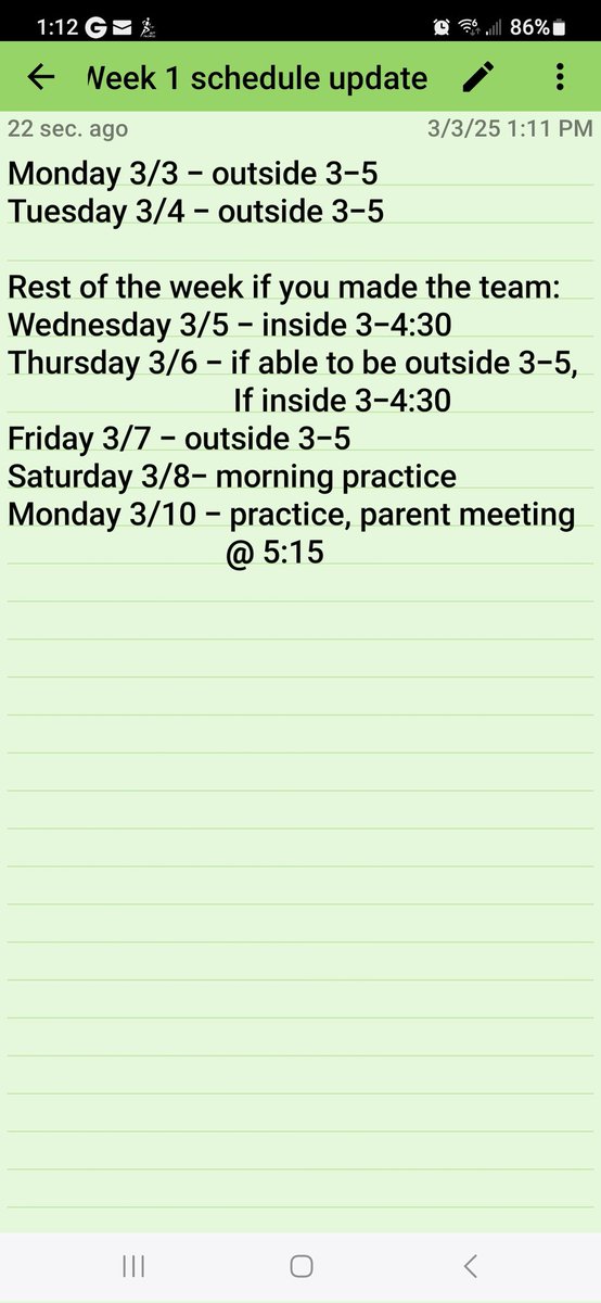 Check out this updated schedule for the next week!!