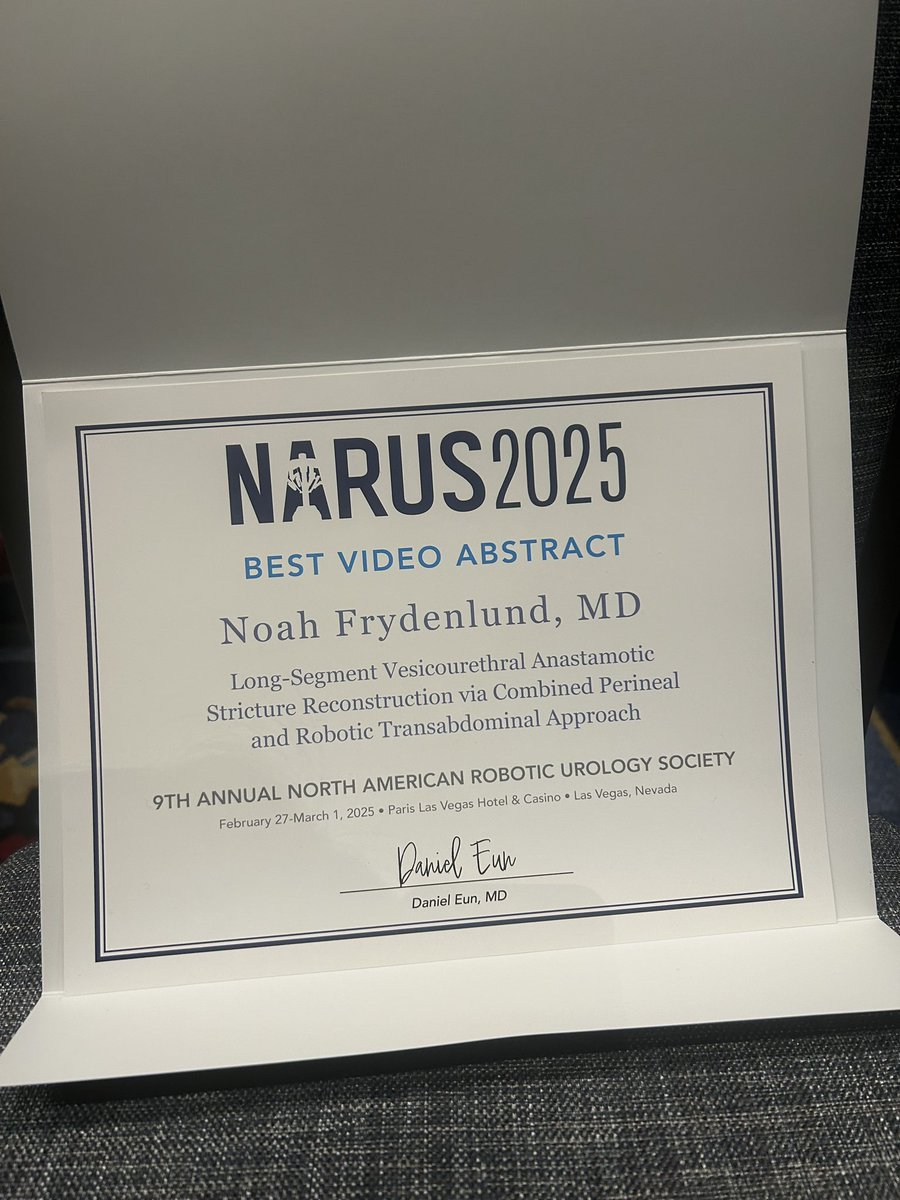 NM Urology (@nm_urology) on Twitter photo Congratulations to Chief Resident Physician, <a href="/NFryden/">Noah Frydenlund</a>, MD, on winning best video abstract at #NARUS2025! 👏 Congratulations to Chief Resident Physician, <a href="/NFryden/">Noah Frydenlund</a>, MD, on winning best video abstract at #NARUS2025! 👏