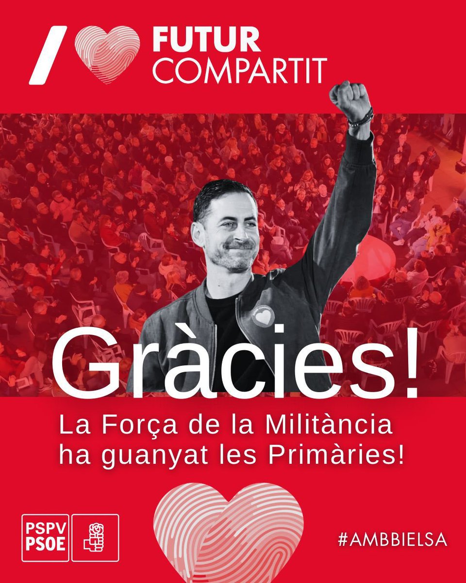 PSPVPSOEGavarda's tweet image. Gracias por el gran trabajo que se hace en las agrupaciones locales y en todas las comarcas 
#LaFuerzaDeLaMilitancia ha ganado las Primarias. 
Por un #FuturCompartit con  @CarlosFBielsa