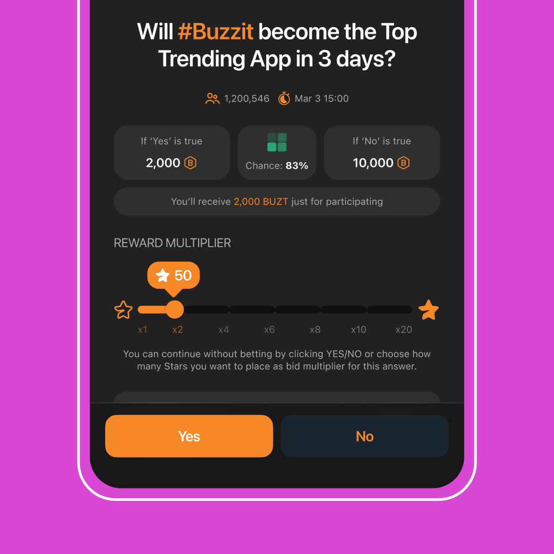 REWARD MULTIPLIER IS LIVE! 🚀  

Boost your payouts up to 20X and make every call count.  

– Play it safe or go big  
– Stack up &amp; win more  
– Try it today with new events!  

And remember… *certain activities* might just catch CEO Chris’s attention. 👀 t.me/buzzit1_bot/bu…