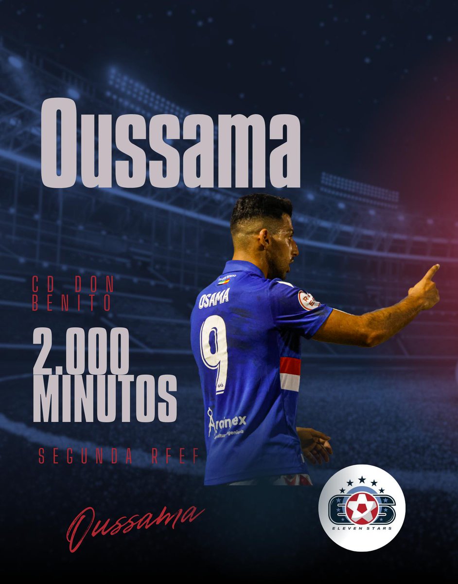 Un águila con cientos de horas de vuelo 🦅. <a href="/Osama_chit9/">Osama Chit</a> alcanzó ante el Recreativo <a href="/GranadaCF/">Granada CF ❤️⚪️</a> los 2⃣.0⃣0⃣0⃣ minutos disputados en la #SegundaRFEF durante su carrera 📅. El delantero del <a href="/CDDonBenito_/">CD Don Benito</a>, que suma 7⃣ goles, debutó en la categoría en 2021 con el <a href="/cspuertollanocf/">CS Puertollano CF</a> 🔙