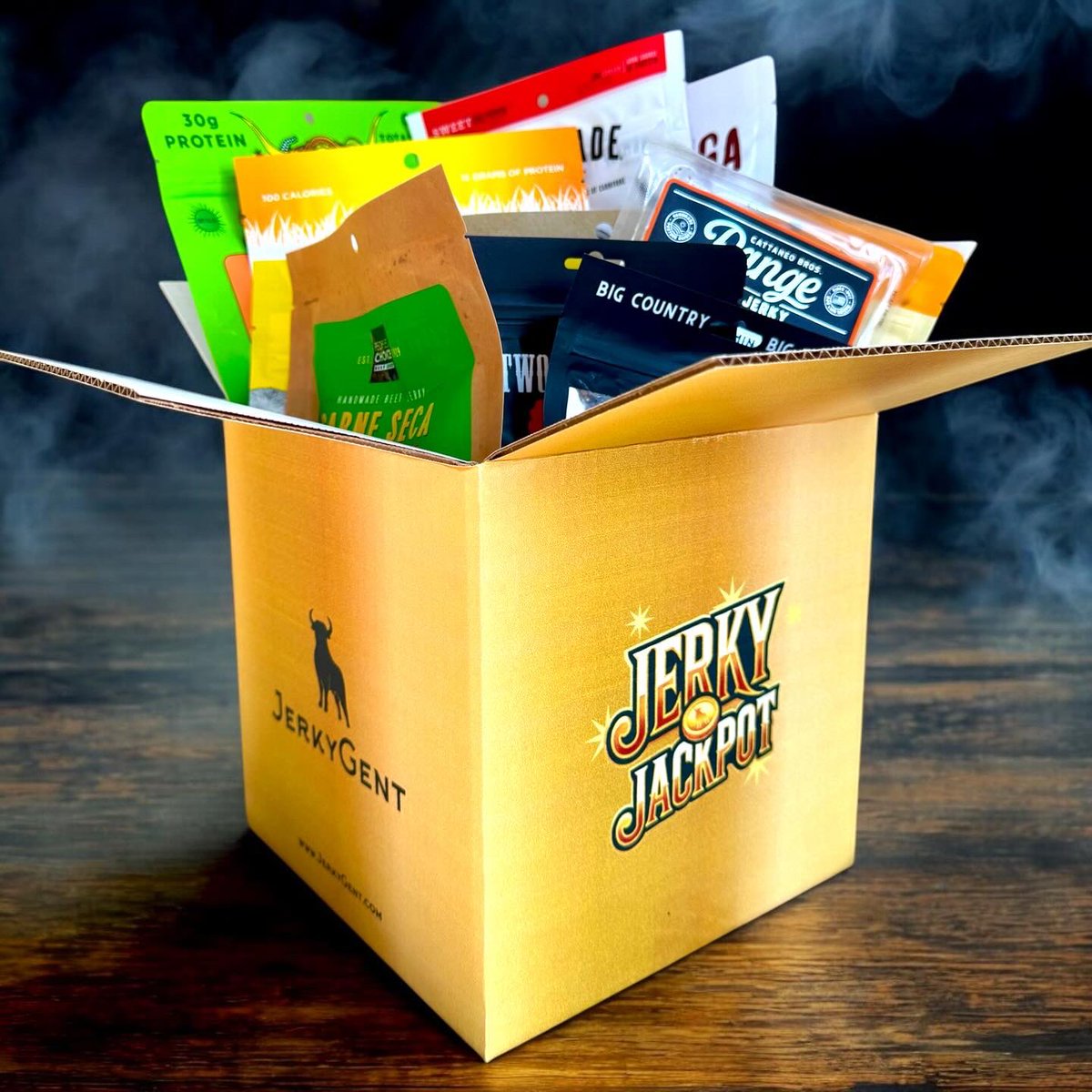 Introducing Jerky Jackpot! ⭐️🎰🥩 Each month 1 lucky JerkyGent member will be selected to win $100 worth of craft jerky. Join the jerky club at JerkyGent.com. You could be our first winner! ✨#JerkyGent #BeefJerky #TimeToGetLucky #FreeJerky #JackpotBaby