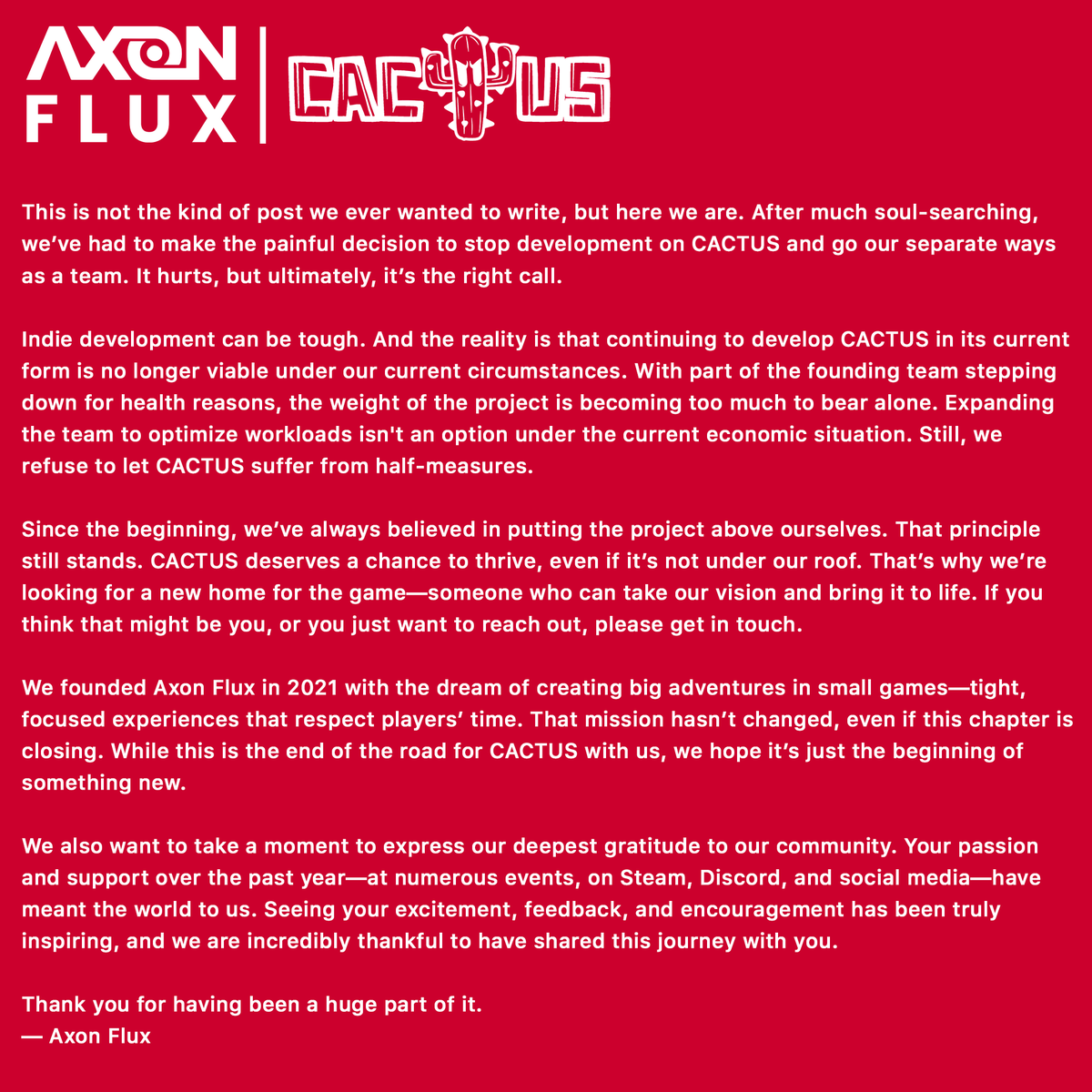 Axon Flux - CACTUS Dev tweet media