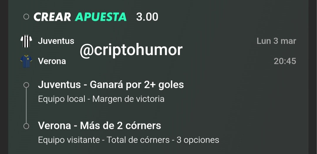 criptohumor's tweet image. Lo prometido es deuda aquí va #apuestasdeportivas #ลําไยไหทองคํา #JuventusVerona #SerieA @bet365_es @SerieA_ES