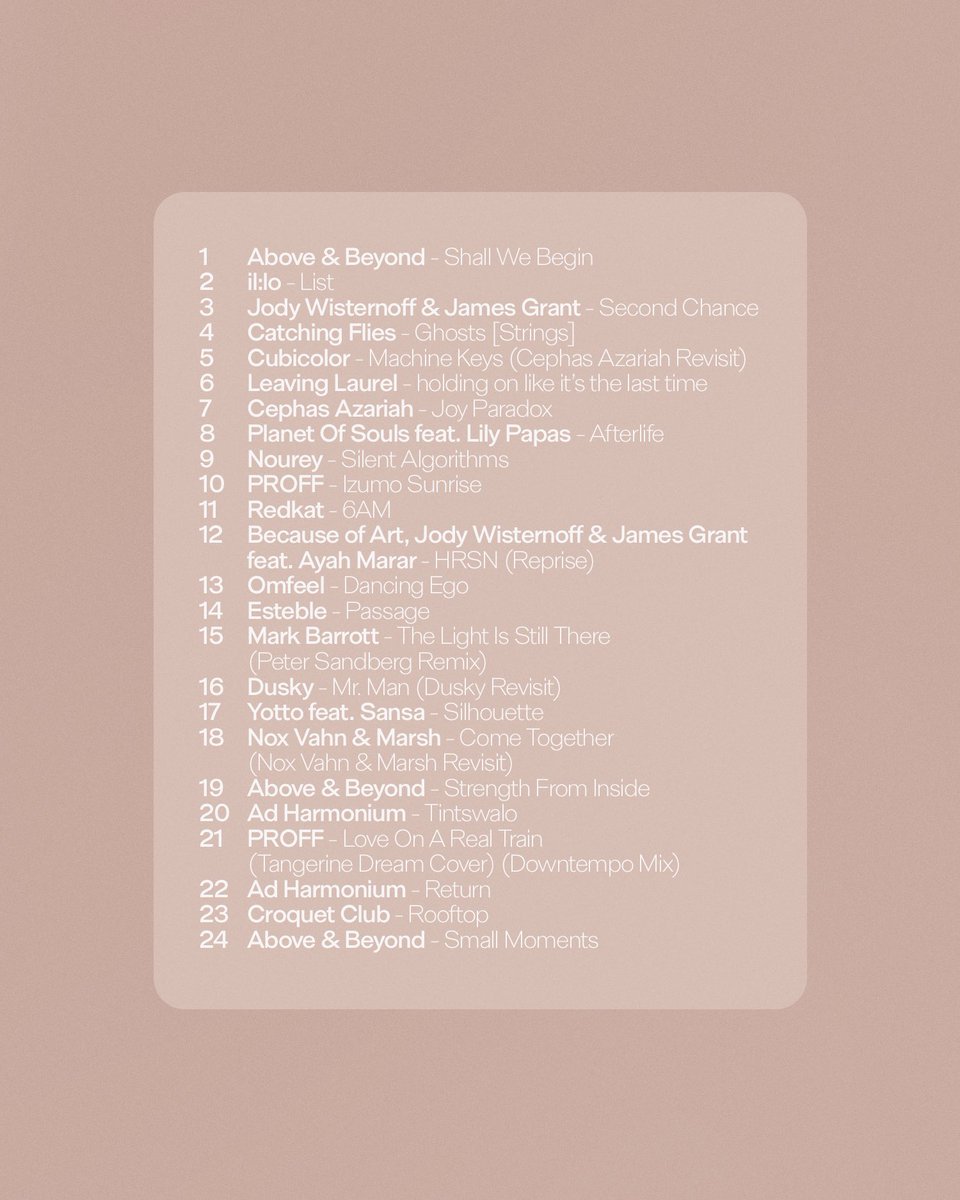 Nourey (@noureymusic) on Twitter photo Very honored to have “Silent Algorithms” included in <a href="/anjunachill/">Anjunachill</a> 01 Compilation mixed by <a href="/aboveandbeyond/">Above & Beyond</a> 🖤
Out now on Anjunachill
Listen link in Bio 🙏 Very honored to have “Silent Algorithms” included in <a href="/anjunachill/">Anjunachill</a> 01 Compilation mixed by <a href="/aboveandbeyond/">Above & Beyond</a> 🖤
Out now on Anjunachill
Listen link in Bio 🙏