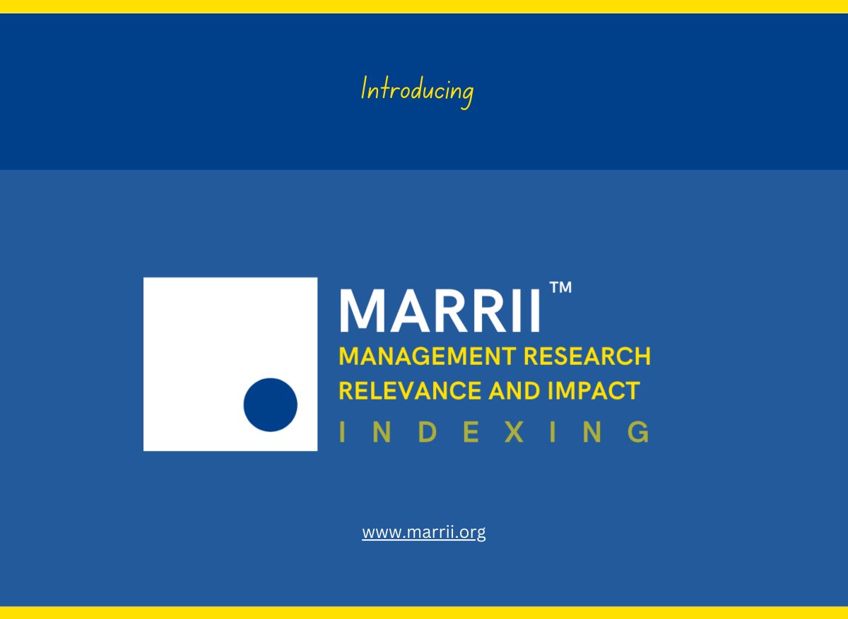 MARRIIIndex's tweet image. Introducing Management Research Relevance and Impact Indexing - MARRII

A novel abstracting, indexing and curation platform for scholarly management research that is relevant and useful to management practitioners without compromising on scientific rigor.

Join the movement!