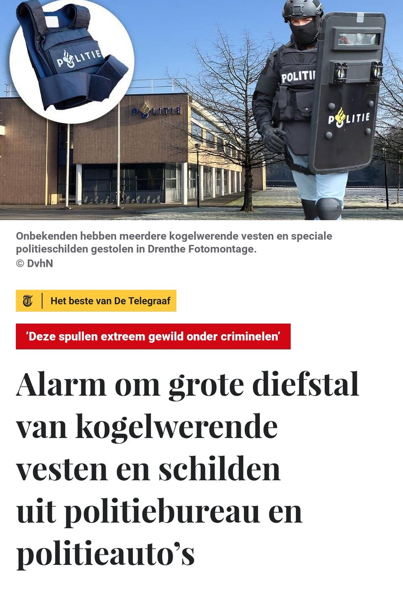 Diefstal van zware kogelwerende vesten en schilden