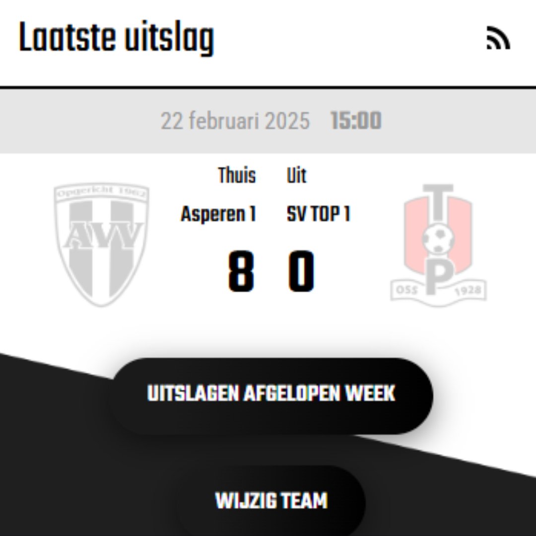 We hebben een wijziging doorgevoerd aan de "Laatste uitslag" widget! De widget zal vanaf nu tot maximaal één jaar terug kijken voor de laatste uitslag.