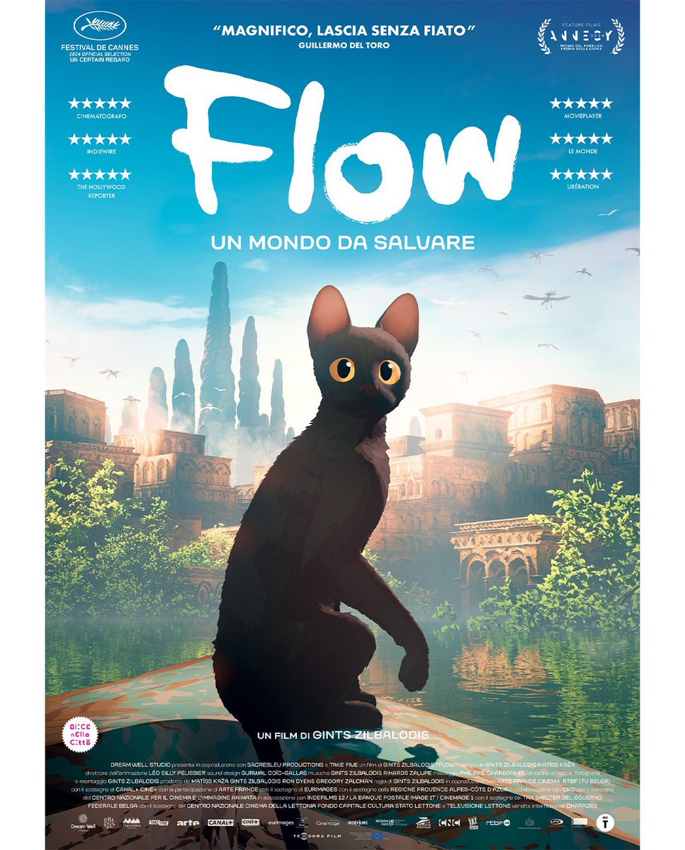 🎞️ Agli Oscar trionfa come miglior film d’animazione “Flow”, scelto e portato, prima dell’uscita nelle sale italiane, da Rai Com ad ADE, Apulia Digital Experience di Bari nell’ottobre scorso.

#flow #academyawards