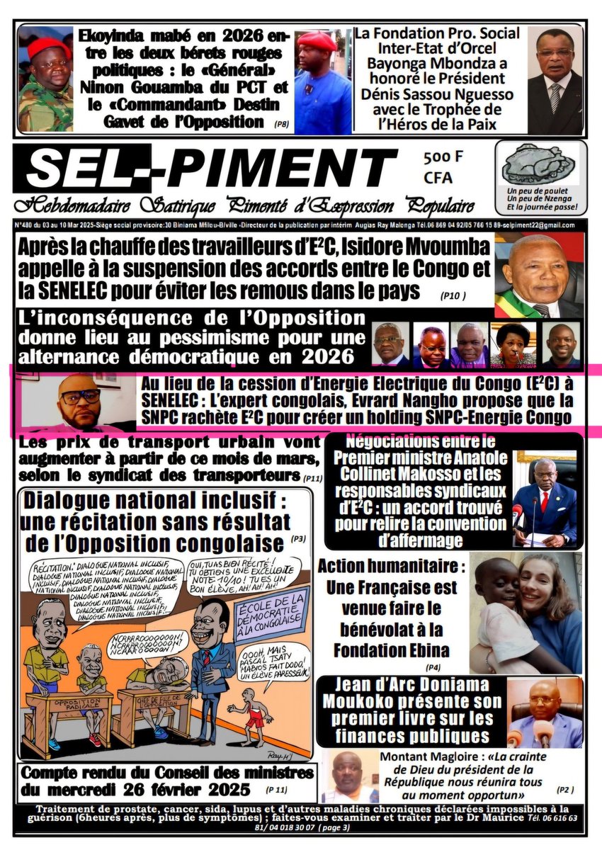 Président national du Modec (@evrard_nangho) on Twitter photo J'ai signé une tribune dans le journal Sel Piment sur le scandale entre E2C et Senelec. <a href="/PR_Congo/">Présidence de la République du Congo - Officiel</a> <a href="/SassouNGuesso_/">Denis Sassou-N'Guesso - Officiel</a> <a href="/DirPressePdt/">Oko Valentin</a> <a href="/RFIAfrique/">RFI Afrique</a> <a href="/PR_Senegal/">Présidence Sénégal</a> <a href="/afpfr/">Agence France-Presse</a> <a href="/francediplo/">France Diplomatie 🇫🇷🇪🇺</a> <a href="/ambafran_congo/">La France au Congo 🇫🇷🇪🇺</a> <a href="/USAauCongo/">Ambassade des Etats-Unis au Congo Brazzaville</a> <a href="/jeune_afrique/">Jeune Afrique</a> <a href="/OmingRaoul/">Maixent Raoul Ominga</a> <a href="/CooperationCG/">Ministère de la Coopération Internationale - Congo</a> <a href="/Bjritoua_cg/">Bruno Jean Richard Itoua</a> <a href="/JJ_Bouya/">Jean Jacques Bouya</a> <a href="/SnpcGroupe/">Groupe SNPC</a> J'ai signé une tribune dans le journal Sel Piment sur le scandale entre E2C et Senelec. <a href="/PR_Congo/">Présidence de la République du Congo - Officiel</a> <a href="/SassouNGuesso_/">Denis Sassou-N'Guesso - Officiel</a> <a href="/DirPressePdt/">Oko Valentin</a> <a href="/RFIAfrique/">RFI Afrique</a> <a href="/PR_Senegal/">Présidence Sénégal</a> <a href="/afpfr/">Agence France-Presse</a> <a href="/francediplo/">France Diplomatie 🇫🇷🇪🇺</a> <a href="/ambafran_congo/">La France au Congo 🇫🇷🇪🇺</a> <a href="/USAauCongo/">Ambassade des Etats-Unis au Congo Brazzaville</a> <a href="/jeune_afrique/">Jeune Afrique</a> <a href="/OmingRaoul/">Maixent Raoul Ominga</a> <a href="/CooperationCG/">Ministère de la Coopération Internationale - Congo</a> <a href="/Bjritoua_cg/">Bruno Jean Richard Itoua</a> <a href="/JJ_Bouya/">Jean Jacques Bouya</a> <a href="/SnpcGroupe/">Groupe SNPC</a>