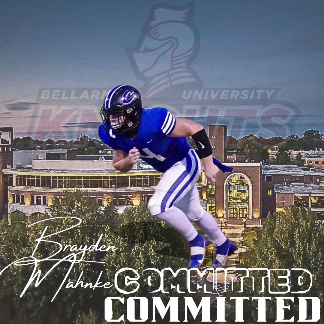 Brayden Mahnke (@braydenmahnke04) on Twitter photo I wanna thank God,without him I wouldn’t be where I am today.Thank you to my family for always supporting me throughout my football career. I also want to give my thanks to all my coaches. With that i’m honored to say I have committed to Bellarmine <a href="/CoachWheatley1/">Michael Wheatley</a> #letsgoknights I wanna thank God,without him I wouldn’t be where I am today.Thank you to my family for always supporting me throughout my football career. I also want to give my thanks to all my coaches. With that i’m honored to say I have committed to Bellarmine <a href="/CoachWheatley1/">Michael Wheatley</a> #letsgoknights