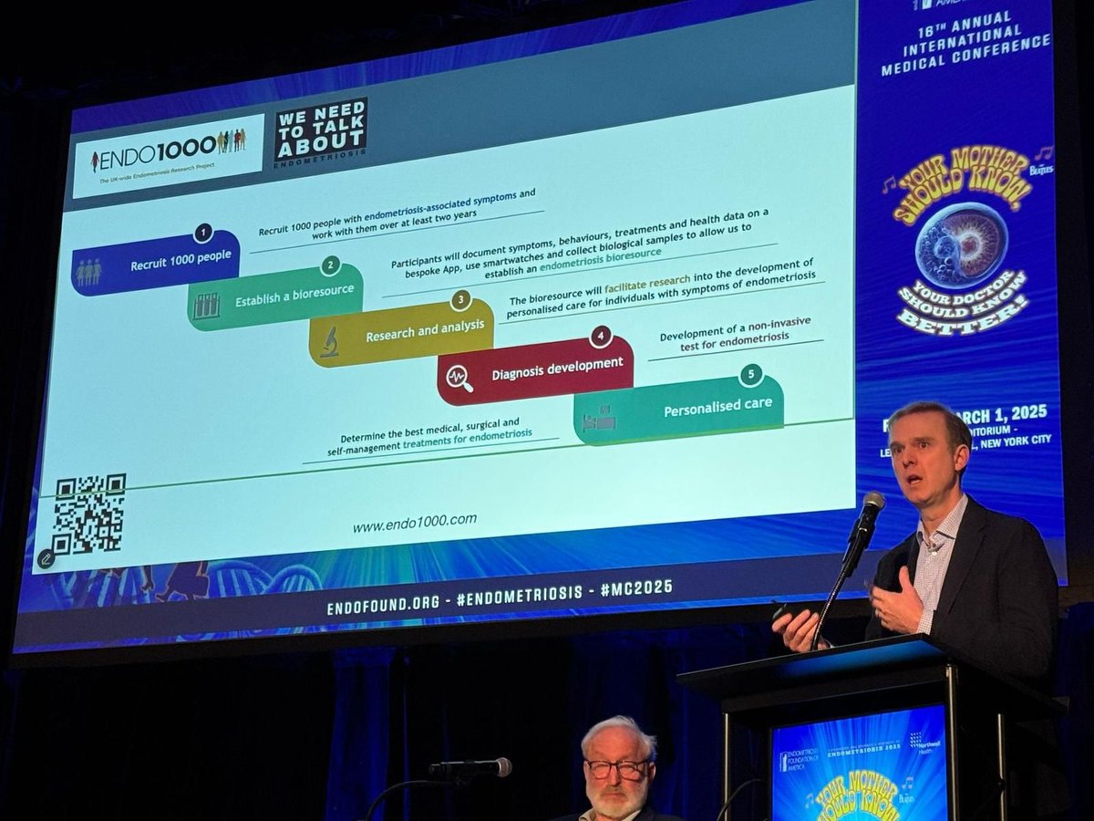 ENDO1000 (@endo1000project) on Twitter photo Co-director Andrew Horne presented ENDO1000 at Endometriosis 2025: Your Mother Should Know, Your Doctor Should Know Better conference run by <a href="/Endofound/">Endometriosis Foundation of America (EndoFound)</a> in New York. Great to see so many international colleagues committed to expanding understanding and tackling this condition! Co-director Andrew Horne presented ENDO1000 at Endometriosis 2025: Your Mother Should Know, Your Doctor Should Know Better conference run by <a href="/Endofound/">Endometriosis Foundation of America (EndoFound)</a> in New York. Great to see so many international colleagues committed to expanding understanding and tackling this condition!