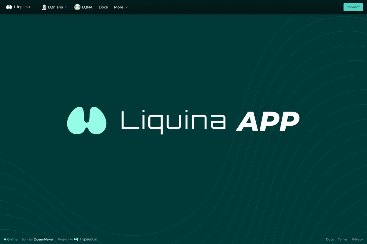 Liquina APP has been launched🤍 

Link: app.liquina.ai 👈 Click

💎 Now:
• LQnians Collection Gallery
• LQnians Auction (Hyperliquid L1 API)
• LQnians Whitelist FCFS Minting (HyperEVM)

💎 Upcoming (Soon):
• LQnians Auction (HyperEVM)
• LQNA Staking (HyperEVM)
•