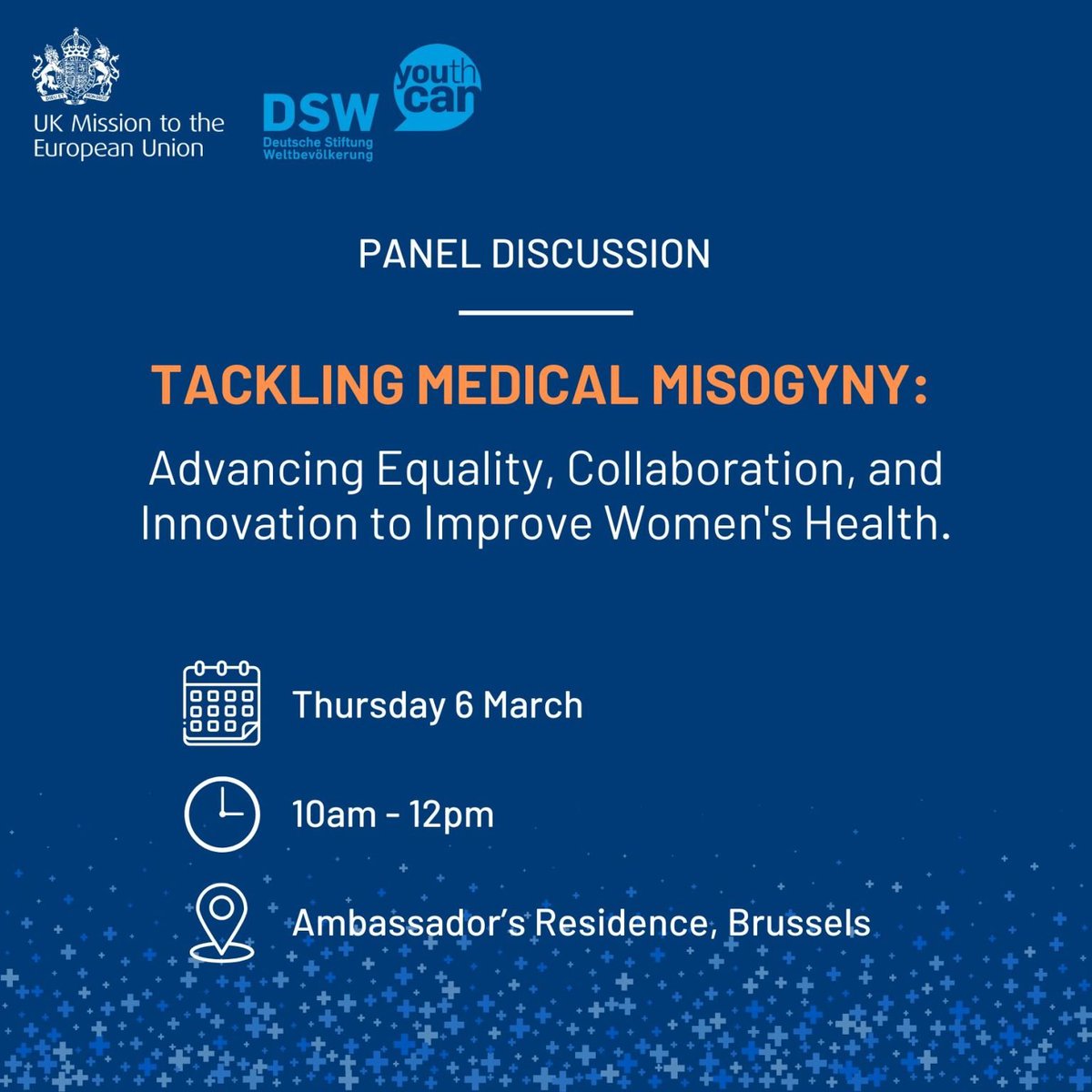 To mark this year's #InternationalWomensDay, together with <a href="/UKMisBrussels/">UK Mission to the EU 🇬🇧🇪🇺</a>, we'll be hosting an in-person panel discussion on Women’s Health.
📅Thursday 6 March
🕙 10:00-12:00

❗Spots are limited – register now by contacting ukmisbrussels.events@fcdo.gov.uk
#AccelerateACTION #IWD