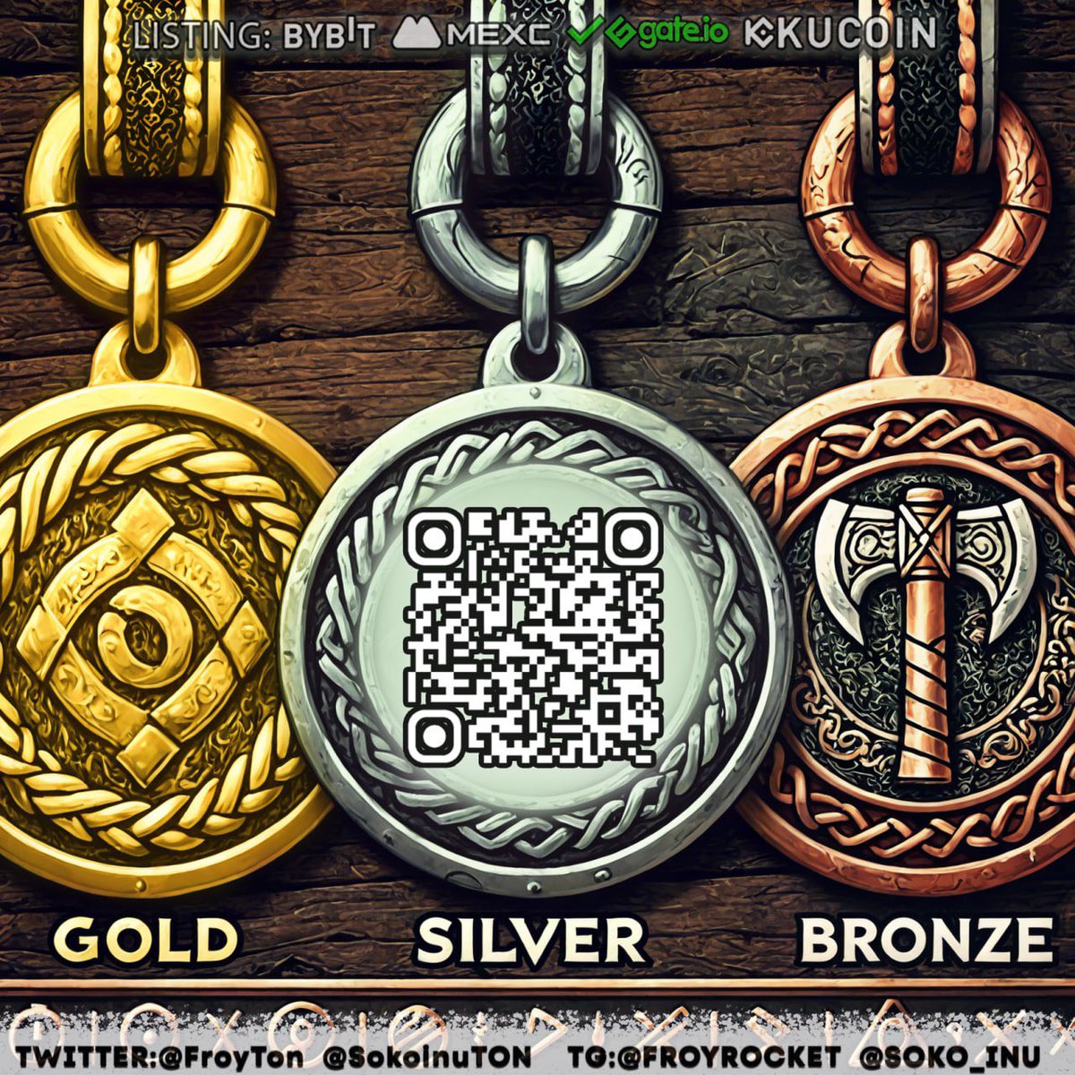 When you participate in an event within the @SokoinuTON community
 Collecting them will give you the chance to get special medals that can be exchanged for NFTs✨

 NFT is very important to get an edge in the game #RAGNAROK in development🎮

 Of course $FROY is also needed to get
