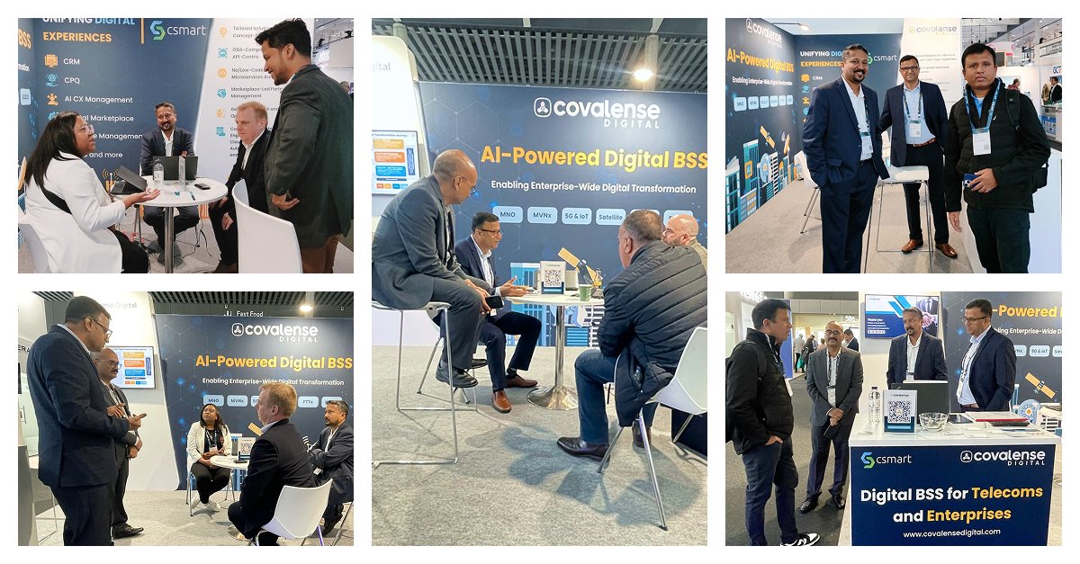 Covalensedigi's tweet photo. Great start to #MWC2025!
Join us at Hall 5, Booth #5K37 to see how our unified Csmart #DigitalBSS caters to various #telecom and #IoT segments, and #enterprises. Stop by for a quick chat or book a consultation: https://t.co/tGhLIsWAAs
#MVNOs #MNOs #5G #FTTX #Satellite https://t.co/NnjHFJhBj3