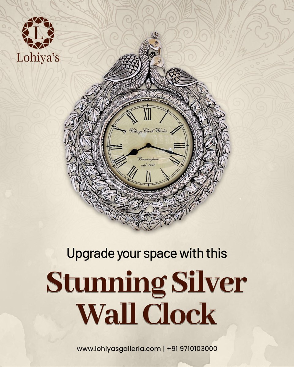 LohiyasG's tweet image. Timeless elegance for your walls! ⏳✨ Upgrade your space with this stunning silver wall clock, a perfect blend of luxury and tradition.

For pricing and more information  connect +91 97101 03000

#silverclock #wallclock #homedecor #timelessdesign #luxuryinteriors