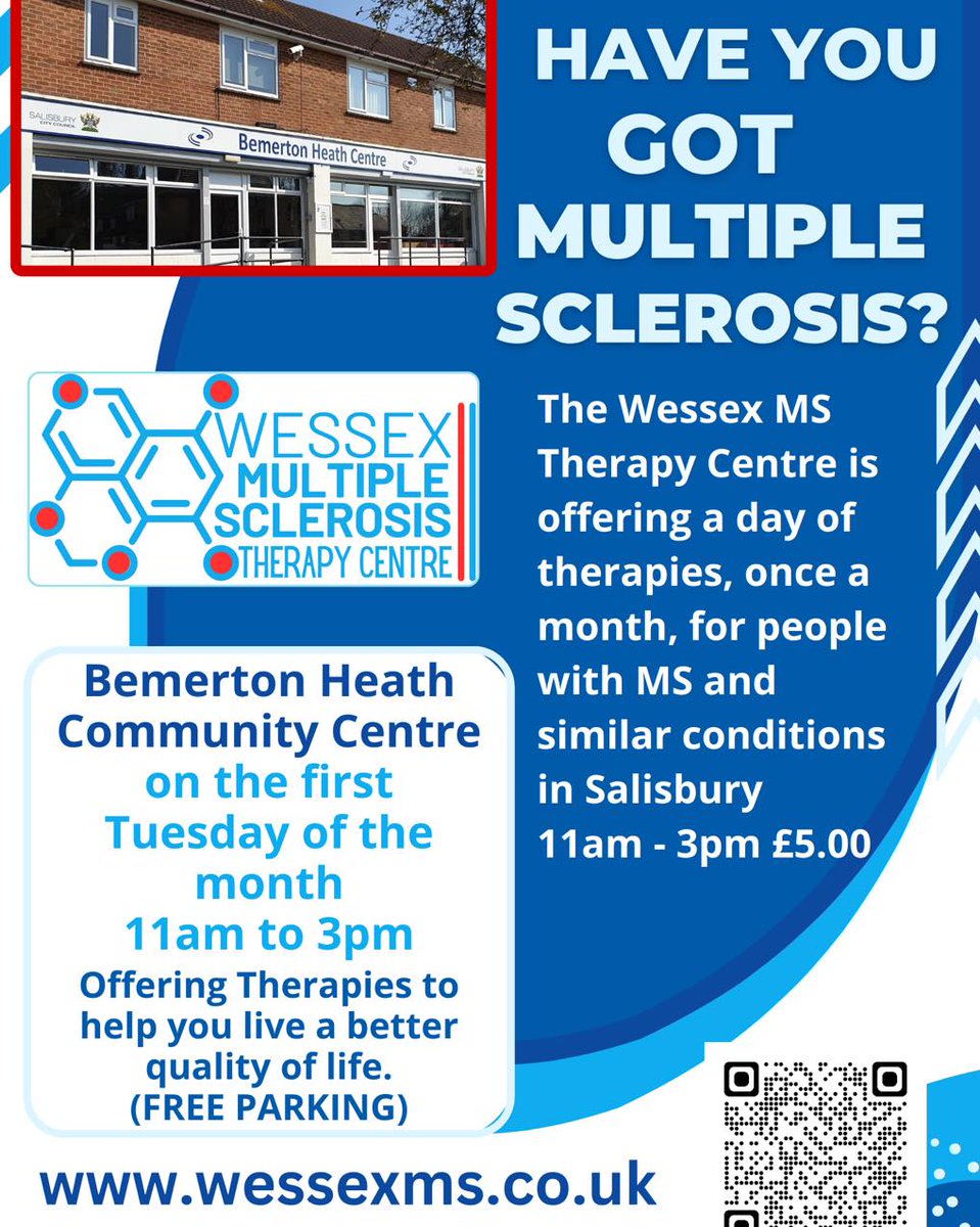 OdstockRadio's tweet image. Happening tomorrow, Tuesday 4th March, 11am-3pm.
Bemerton Heath Community Centre, Salisbury SP2 9HU
Led by Sarah Folker with a range of therapies and with refreshments.
wessexms.co.uk
#salisbury #mstherapy