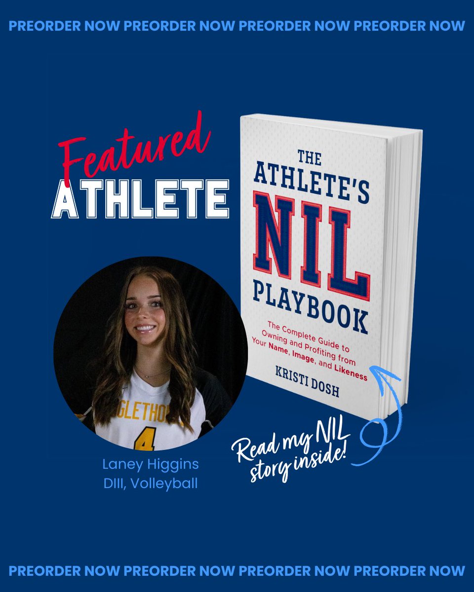 LaneyHiggins's tweet image. Honored to be featured in the new book: “The Athlete’s NIL Playbook” by @SportsBizMiss! No one understands name, image &amp;amp; likeness better than Kristi, which makes this an amazing resource for both athletes &amp;amp; parents to be able to navigate NIL. To preorder: theathletesnilplaybook.com
