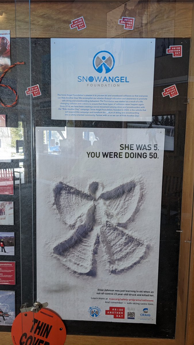 I didn't post this one from the other day at Saskadena Six Ski Area like I meant to. It's in the lodge facing the ticket window. I wanted to shout out my friends from the Snow Angel Foundation 👍🤘