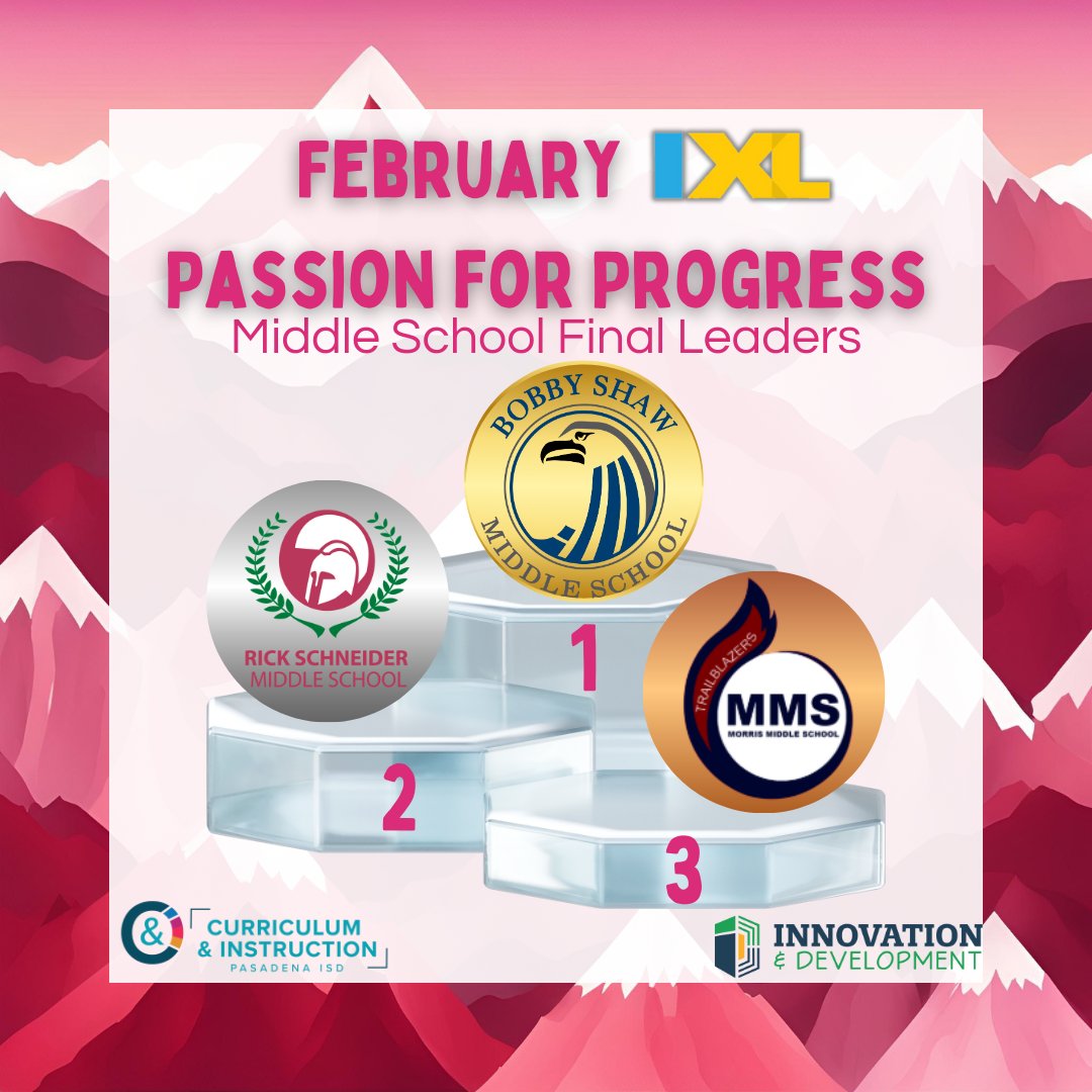 Pisd_Innovation and Development (@pisd_innovation) on Twitter photo Congratulations <a href="/BobbyShawMS/">Bobby Shaw Middle School</a> & Southmore Int. for winning our February <a href="/IXLLearning/">IXL Learning</a> Passion for Progress Leaderboards!!! 📷📷 #IXLathon #PassionforProgress #PasadenaISD #RickSchneiderMS <a href="/MorrisMSPISD/">Morris Middle School</a> #SouthHoustonInt <a href="/sjitigers/">San Jacinto Tigers</a> Congratulations <a href="/BobbyShawMS/">Bobby Shaw Middle School</a> & Southmore Int. for winning our February <a href="/IXLLearning/">IXL Learning</a> Passion for Progress Leaderboards!!! 📷📷 #IXLathon #PassionforProgress #PasadenaISD #RickSchneiderMS <a href="/MorrisMSPISD/">Morris Middle School</a> #SouthHoustonInt <a href="/sjitigers/">San Jacinto Tigers</a>