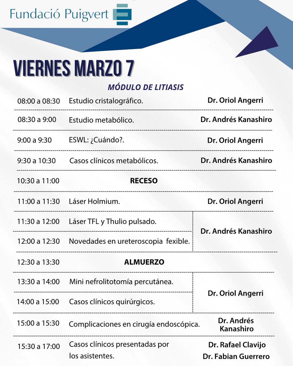 ✨ ¡No va a querer perderse este evento! ✨

📢 Este 6 y 7 de marzo de 2025 llega el Curso de Actualización en Urología organizado por la Fundació Puigvert a Bogotá, Colombia.

🔍 ¿Qué te espera?
🌟 Conferencias con expertos internacionales.
🌟 Actualización en las últimas