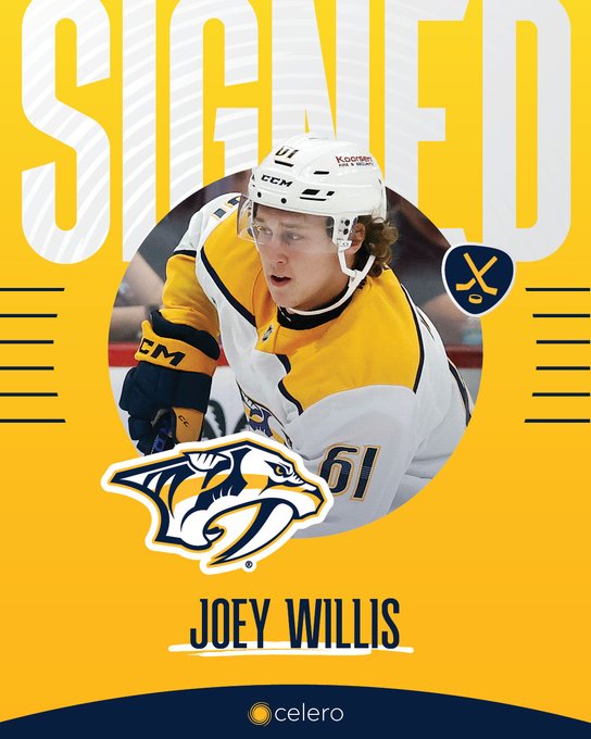 Joey Willis signed graphic, 3-year, entry-level contract. The celero logo is in the bottom middle.