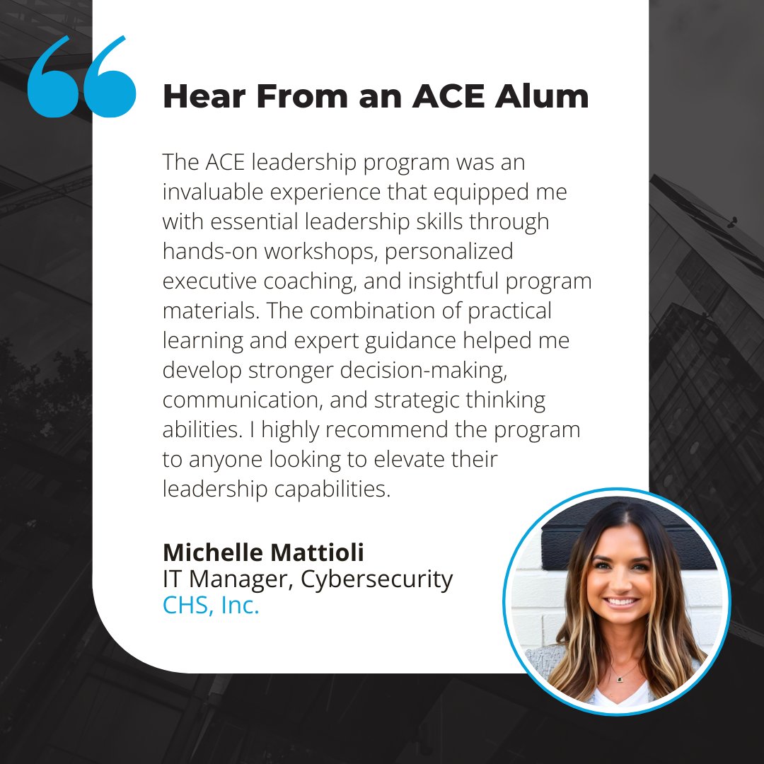 MnTech's ACE Leadership Program elevates your leadership capabilities with lessons from industry experts, executive mentorship, &amp; hands-on workshops. If you're ready to invest in your professional growth, sign up to join the next cohort of ACE here: mntech.org/talent/ace-lea…