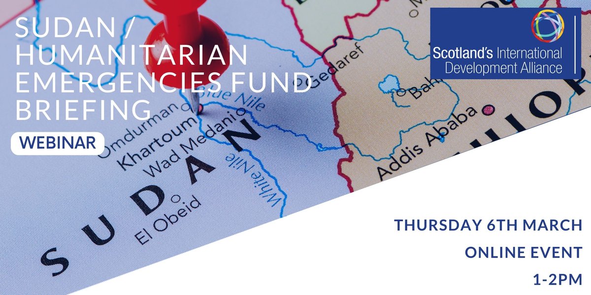 Scotland's International Development Alliance (@intdevalliance) on Twitter photo We're hosting a special online event on the ongoing humanitarian crisis in Sudan this Thursday at 1pm, with speakers from <a href="/christianaidsco/">Christian Aid Scotland</a> <a href="/IslamicReliefUK/">Islamic Relief UK</a>, <a href="/Tearfund/">Tearfund</a> and a special message from <a href="/AngusRobertson/">Angus Robertson</a> MSP. Register to attend here: eventbrite.co.uk/e/sudan-humani… We're hosting a special online event on the ongoing humanitarian crisis in Sudan this Thursday at 1pm, with speakers from <a href="/christianaidsco/">Christian Aid Scotland</a> <a href="/IslamicReliefUK/">Islamic Relief UK</a>, <a href="/Tearfund/">Tearfund</a> and a special message from <a href="/AngusRobertson/">Angus Robertson</a> MSP. Register to attend here: eventbrite.co.uk/e/sudan-humani…