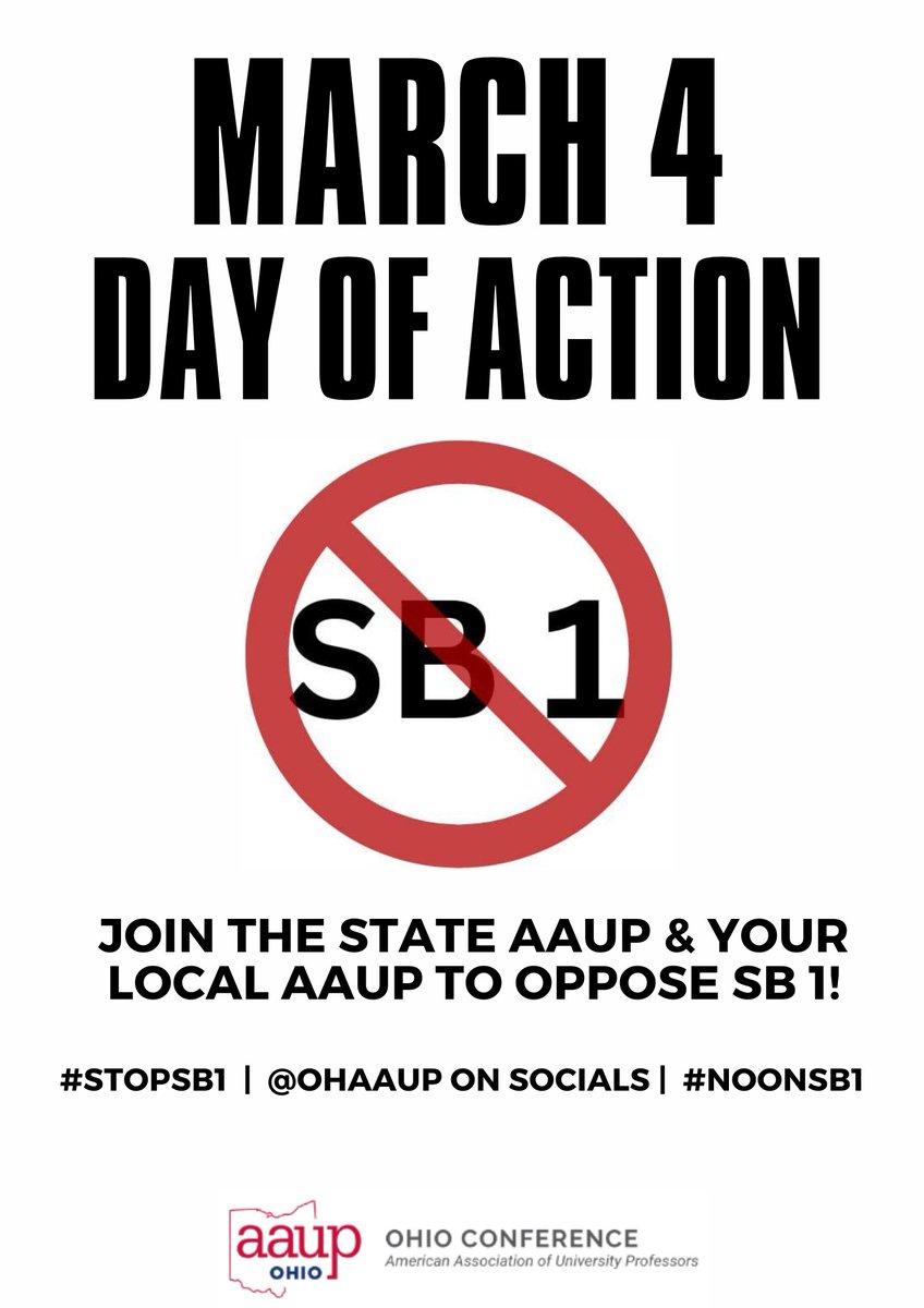 Tomorrow is the #NoOnSB1 day of action! While the sponsor of SB 1 is trying to defend his bad bill to the House Committee, faculty, students, staff, and community members around the state will be engaged in campus activities to demonstrate opposition. Let's go! #StopSB1