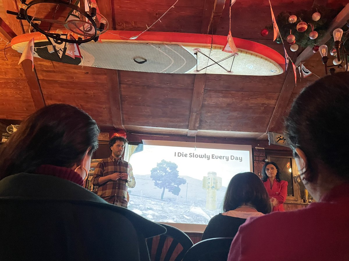 aghavalyan's tweet photo. Book talks at Bardak EVN pub. 

@CanbackRasmus’s I Die Slowly Every Day, a report from  inside Artsakh / Nagorno-Karabakh, presenting the life after Azerbaijan’s aggression against NK people, won a Press Freedom Award in Sweeden. 

The book will be translated into Armenian soon. https://t.co/sHV1DHdL1J
